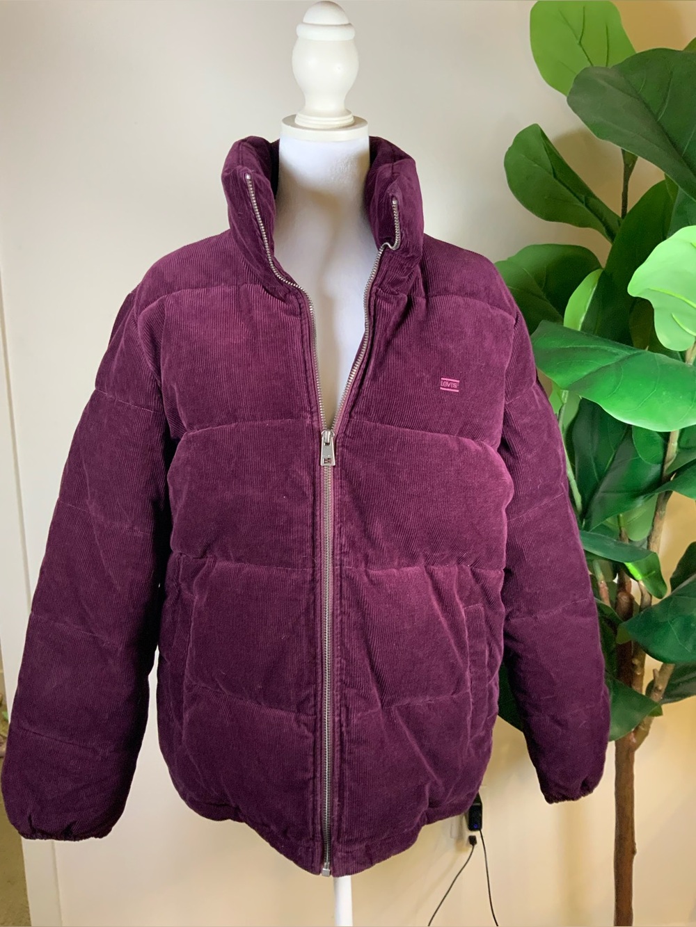 Levi's Girls' Plum Corduroy Puffer Jacket - Deep Purple